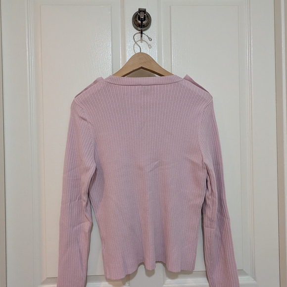 Express Pink Long Sleeve Ribbed Top - Picture 5 of 5